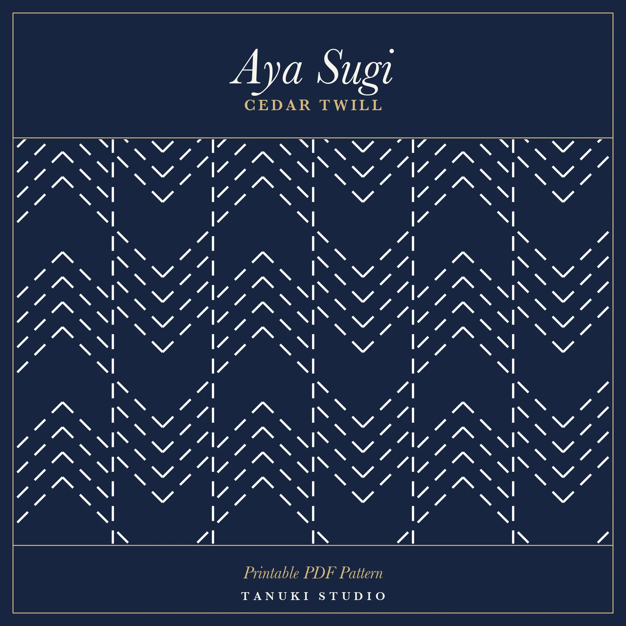 Aya Sugi (Cedar Twill) sashiko pattern, printable stitching diagram