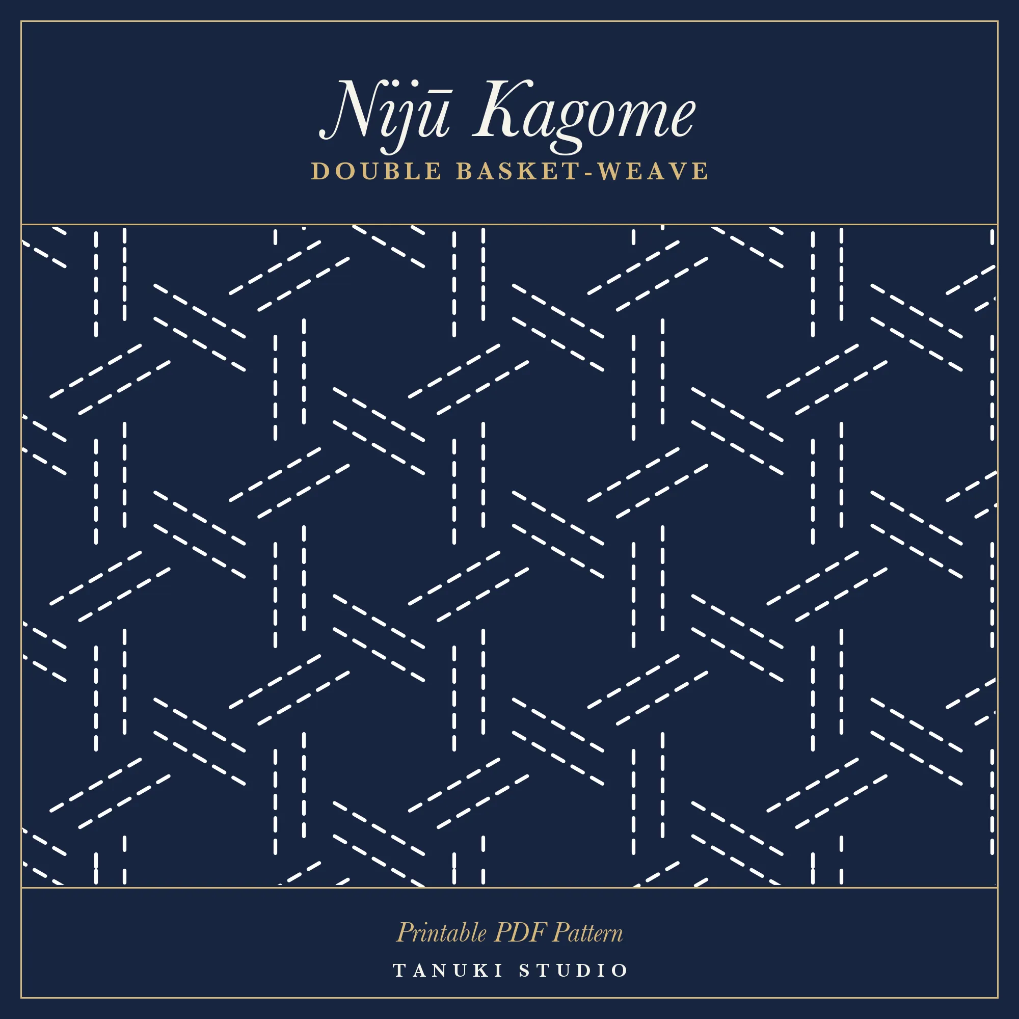Nijū Kagome (Double Basket-Weave) sashiko pattern, printable stitching diagram