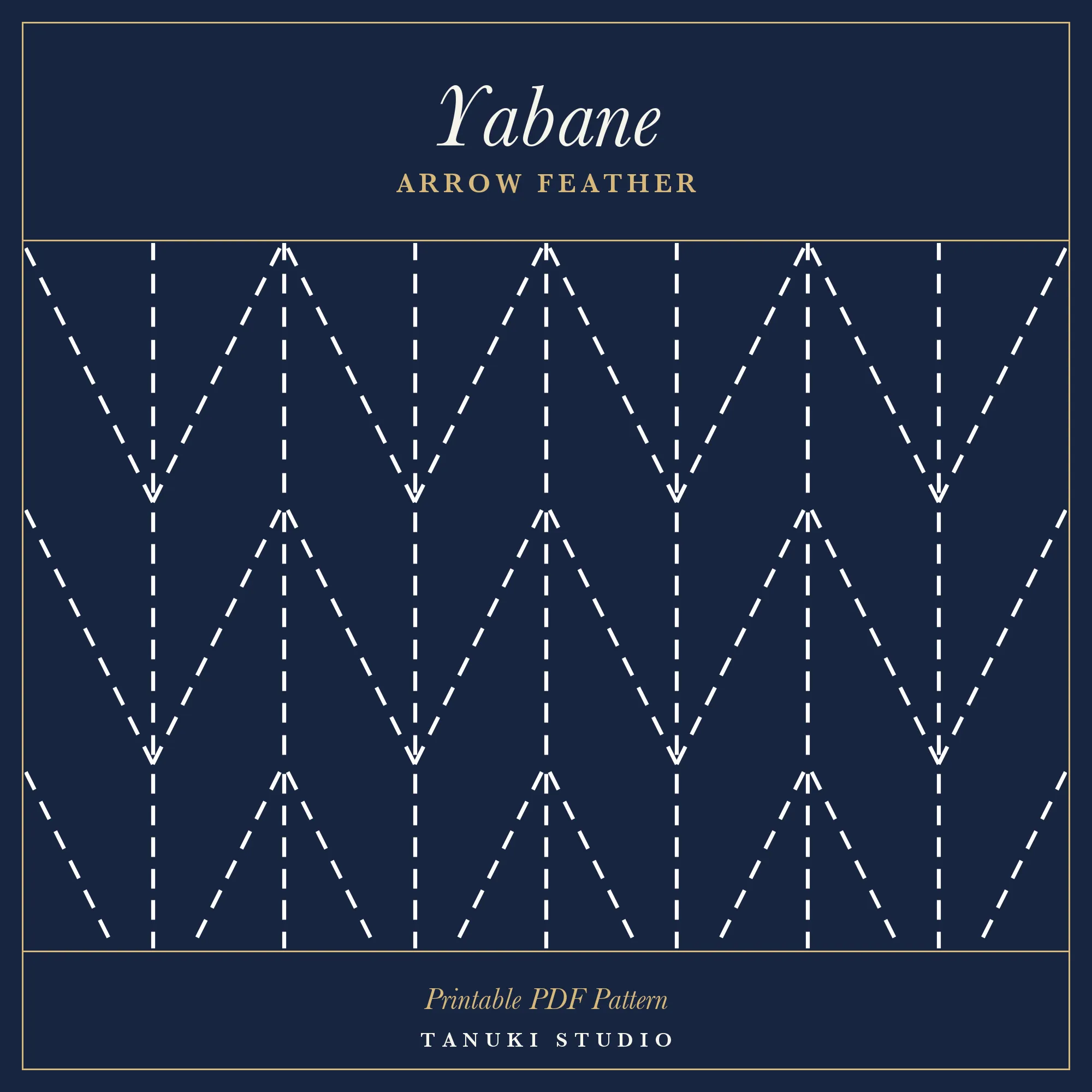 Yabane (Arrow Feather) sashiko pattern, printable stitching diagram