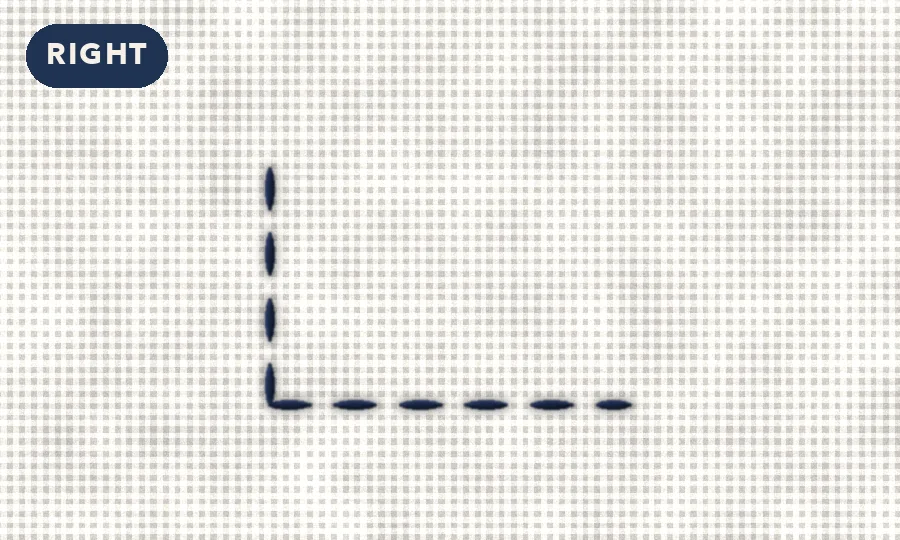 Correct sashiko corners.