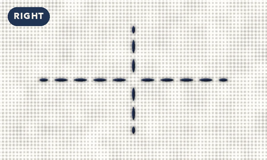 Correct sashiko crossing.