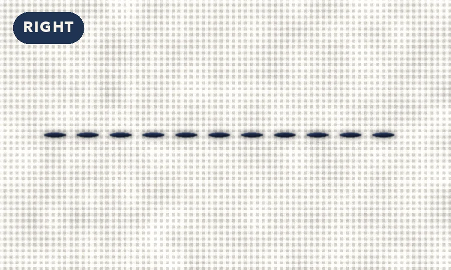 Correct sashiko length.