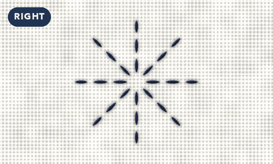 Correct sashiko starburst.